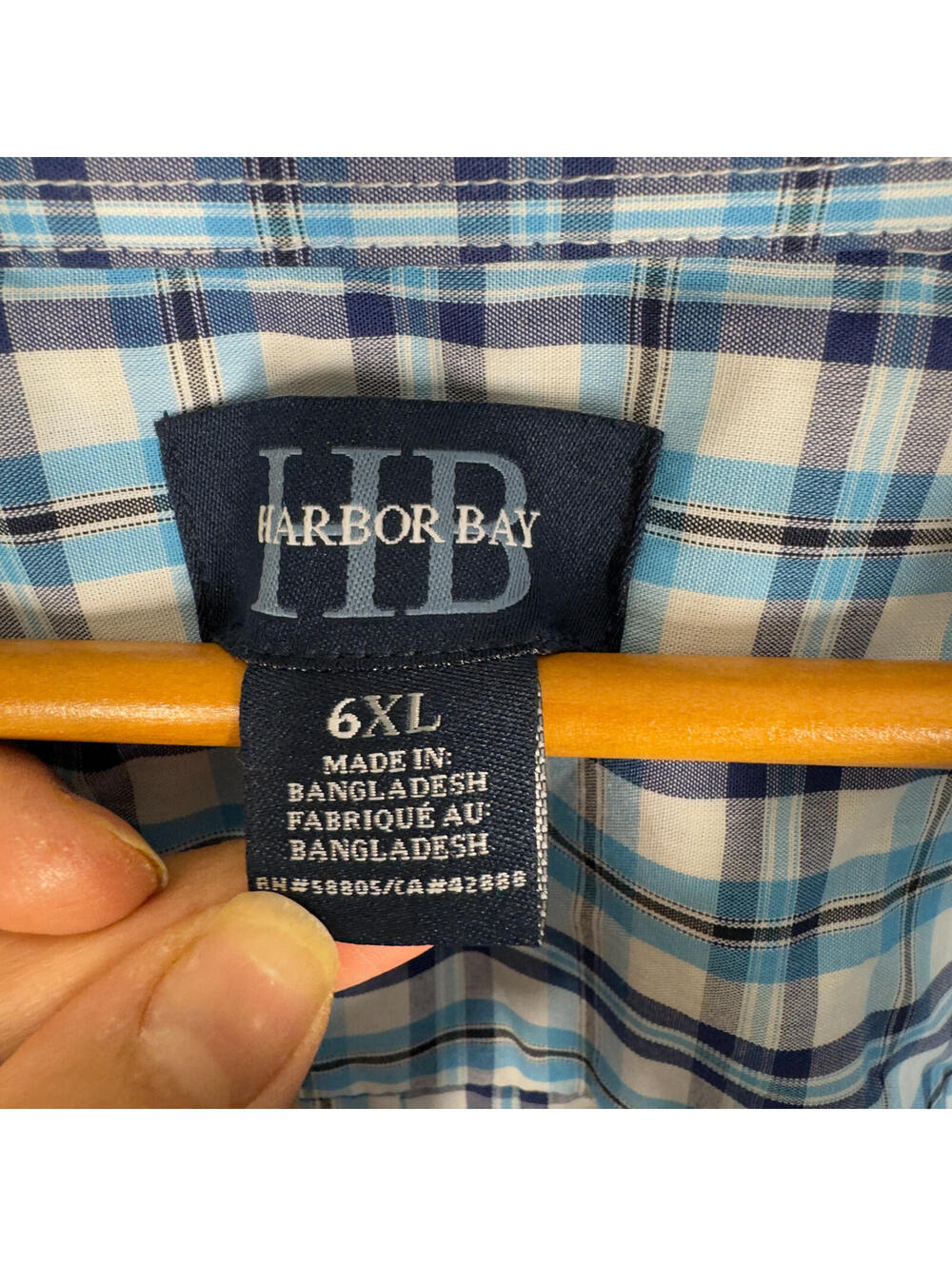 Harbor Bay Shirt Men 6XL Big Blue Plaid Button Up Collared Short Sleeve Pockets - Picture 5 of 7